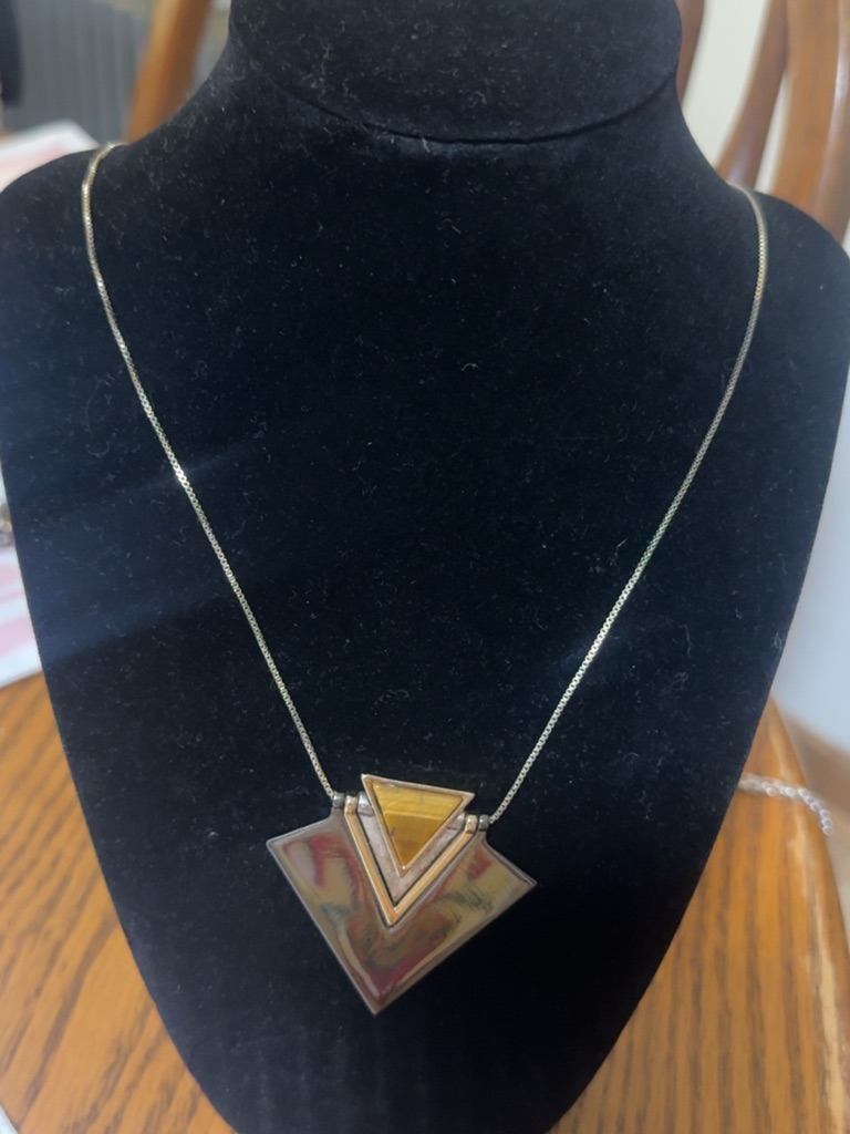 Express Gold-Tone Layered Triangle Necklace With Yellow Accent
